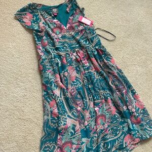 Vince Camuto Teal and Pink Floral Dress